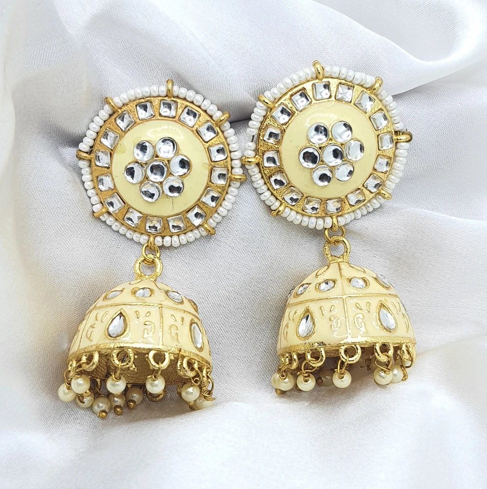 Rani gold plated kundan earrings