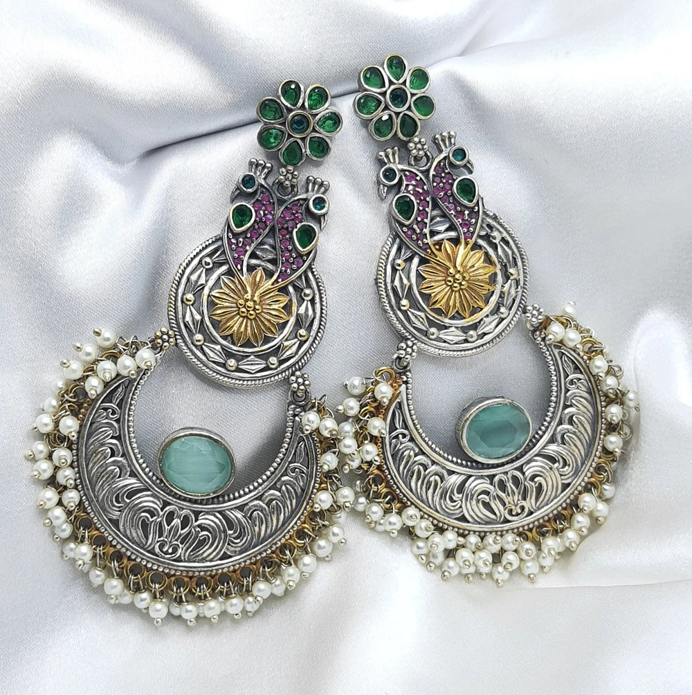 Parinika Dual Tone 92.5 Silver Plated Earring