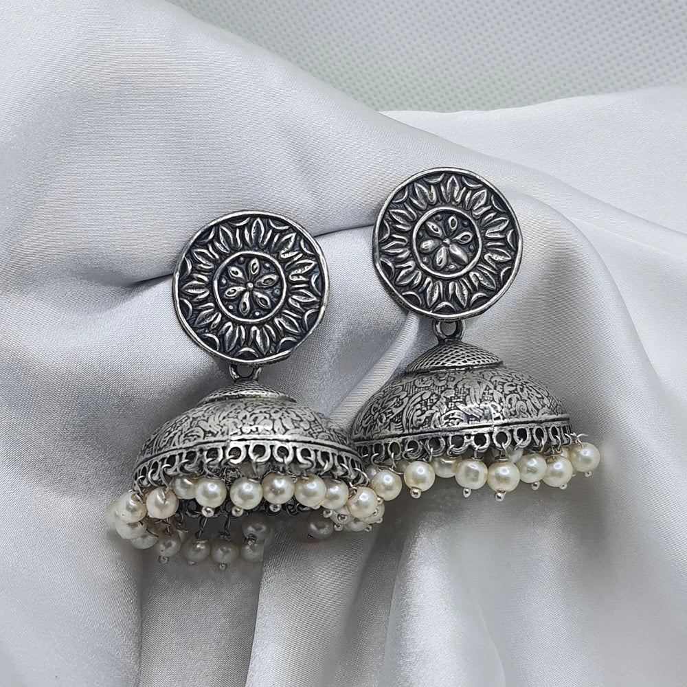 Naaz Chitai Silver plated Pearl Jhumka