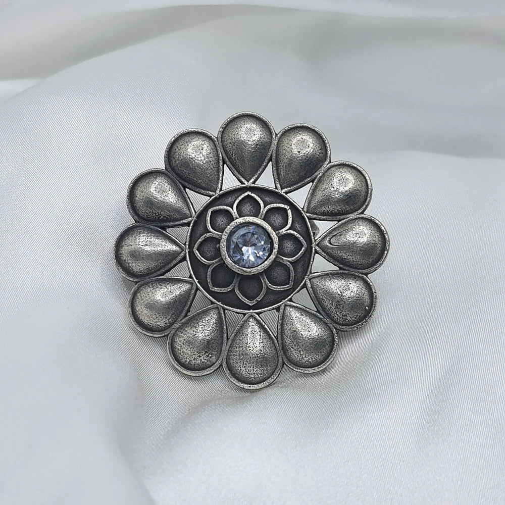 Pranika Silver Plated Adjustable Ring