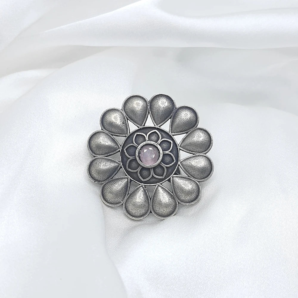 Pranika Silver Plated Adjustable Ring