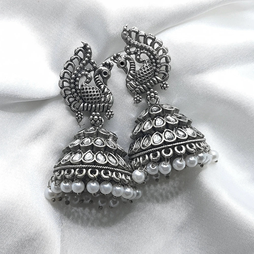 Anadya silver plared Jhumka