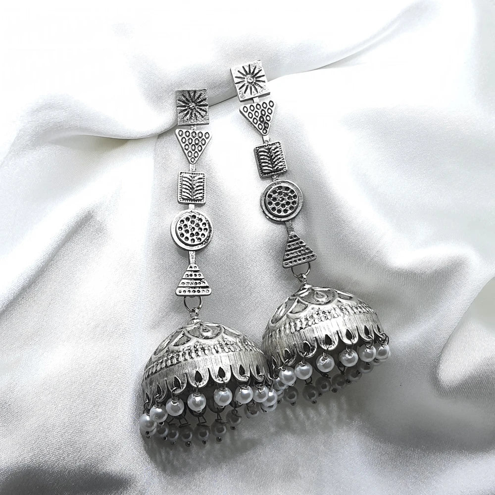 Adaya 92.5 silver plated Jhumka