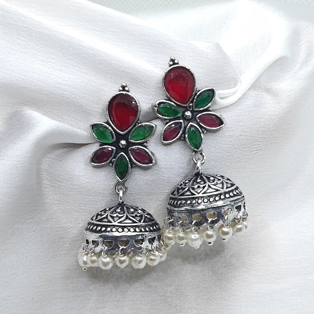 Ridika silver plated jhumka Earring