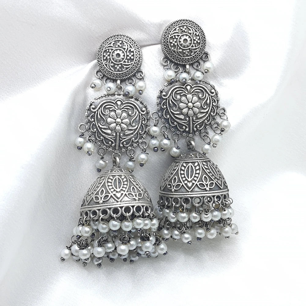 Charitha 92.5 silver plated Jhumka