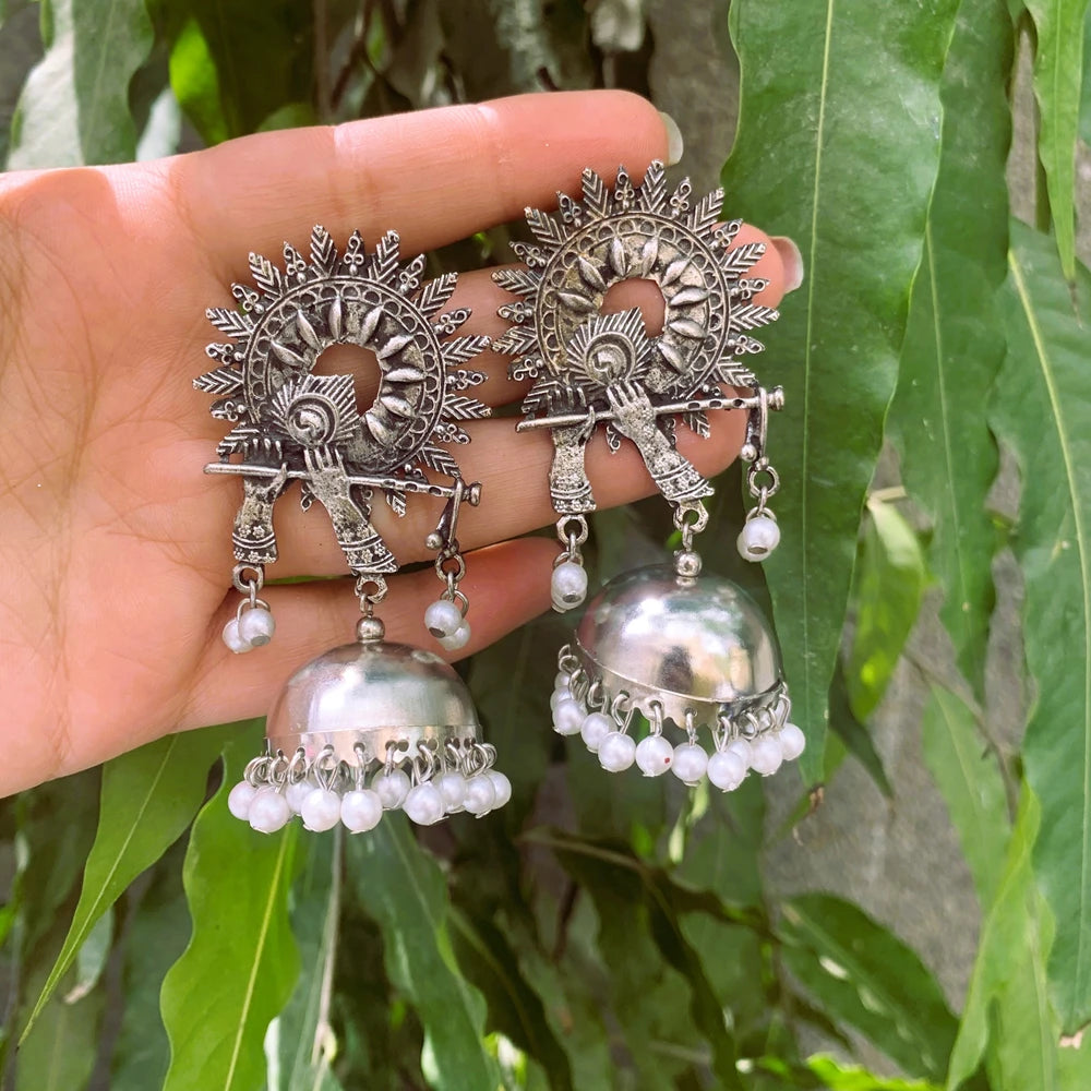 Bansuei German Silver jhumka