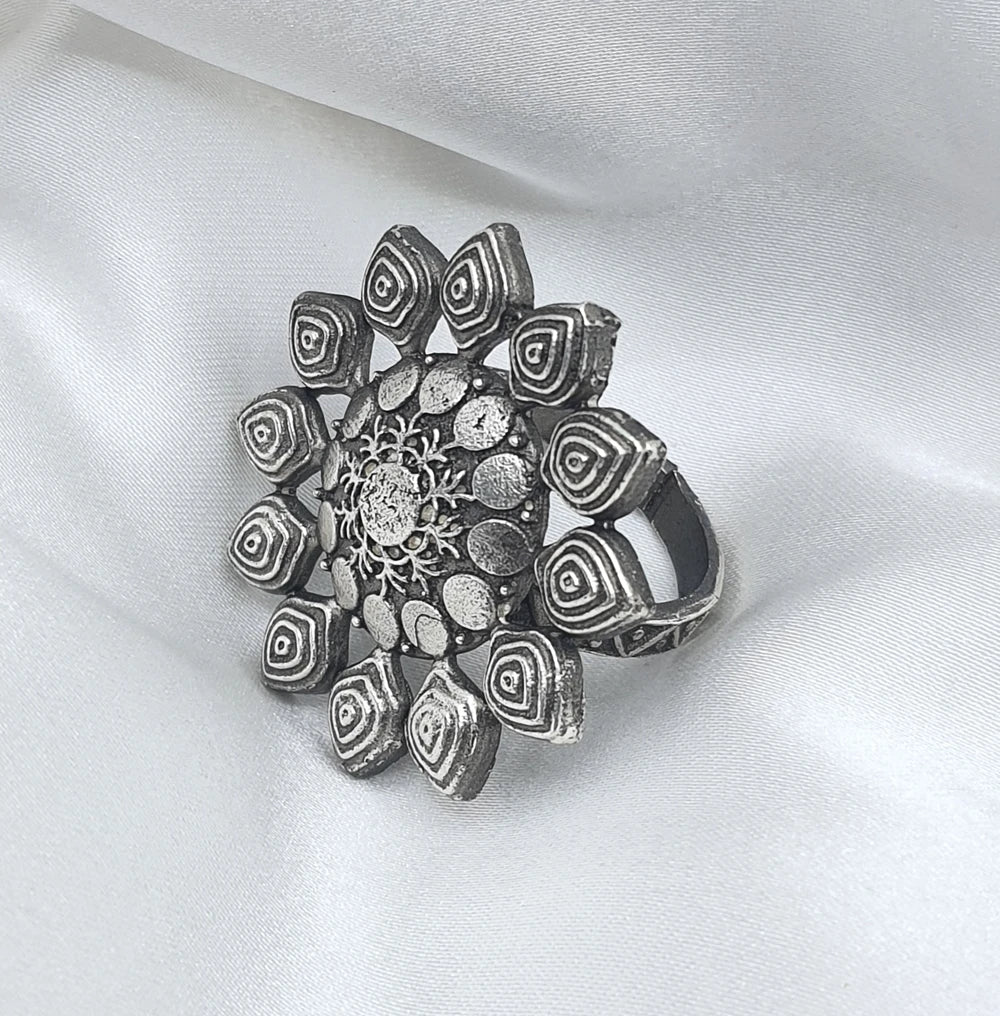 Latika Silver Plated Adjustable Ring