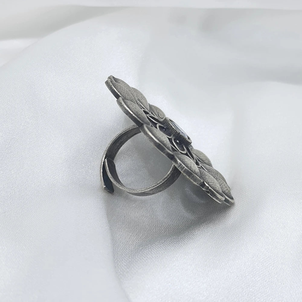 Pranika Silver Plated Adjustable Ring