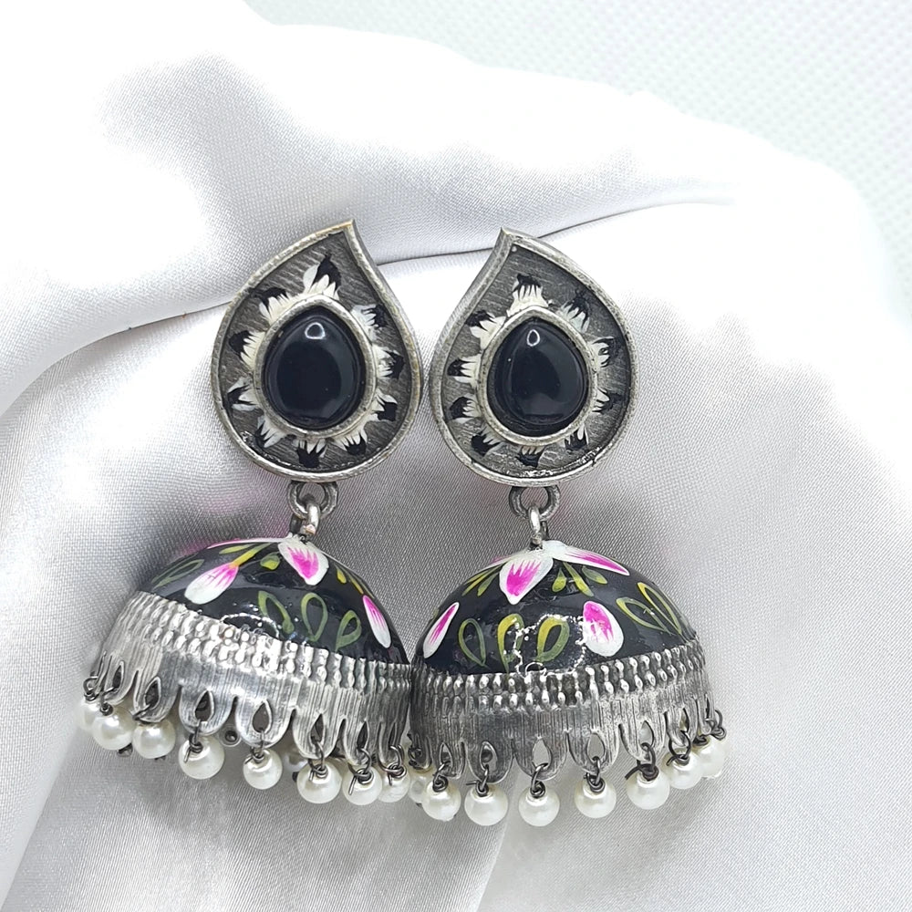 Jisha Silver Plated Jhumka