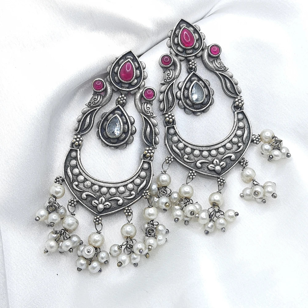 Rajisha silver plated brass earrings