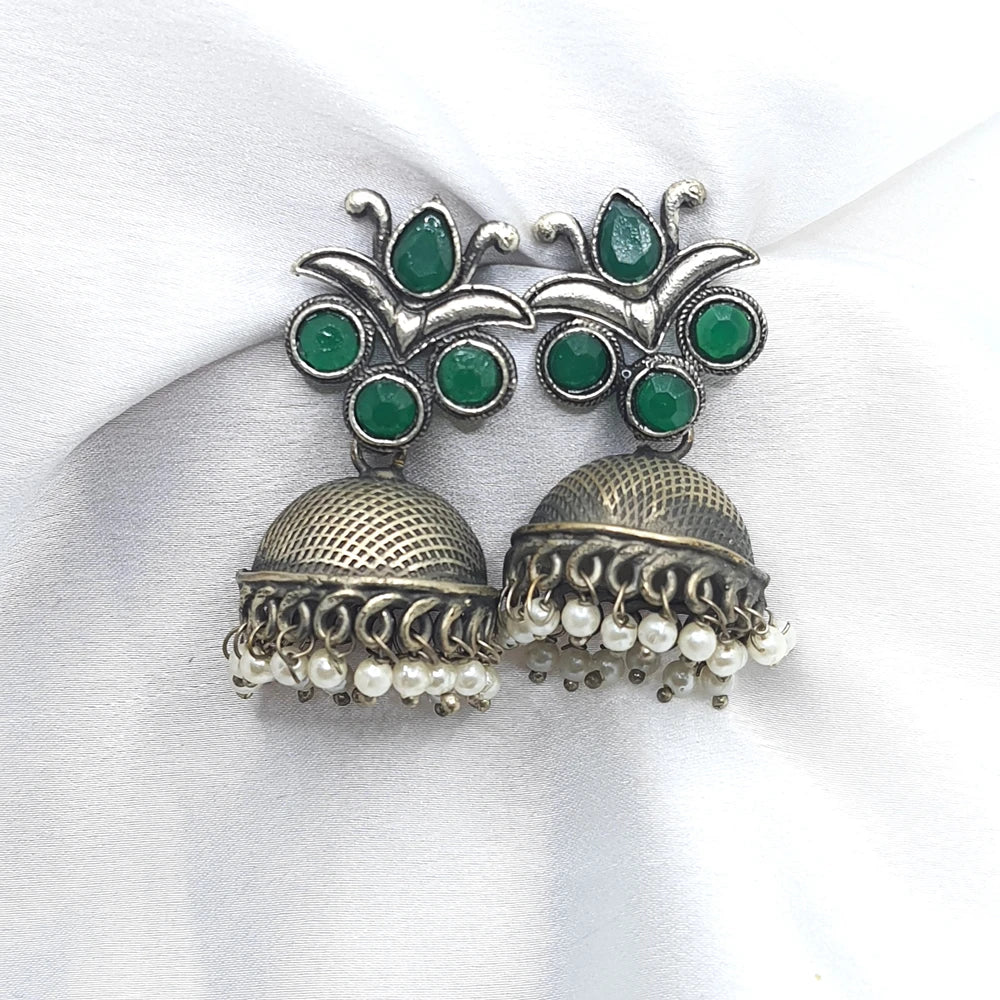 Aachal silver plated jhumka