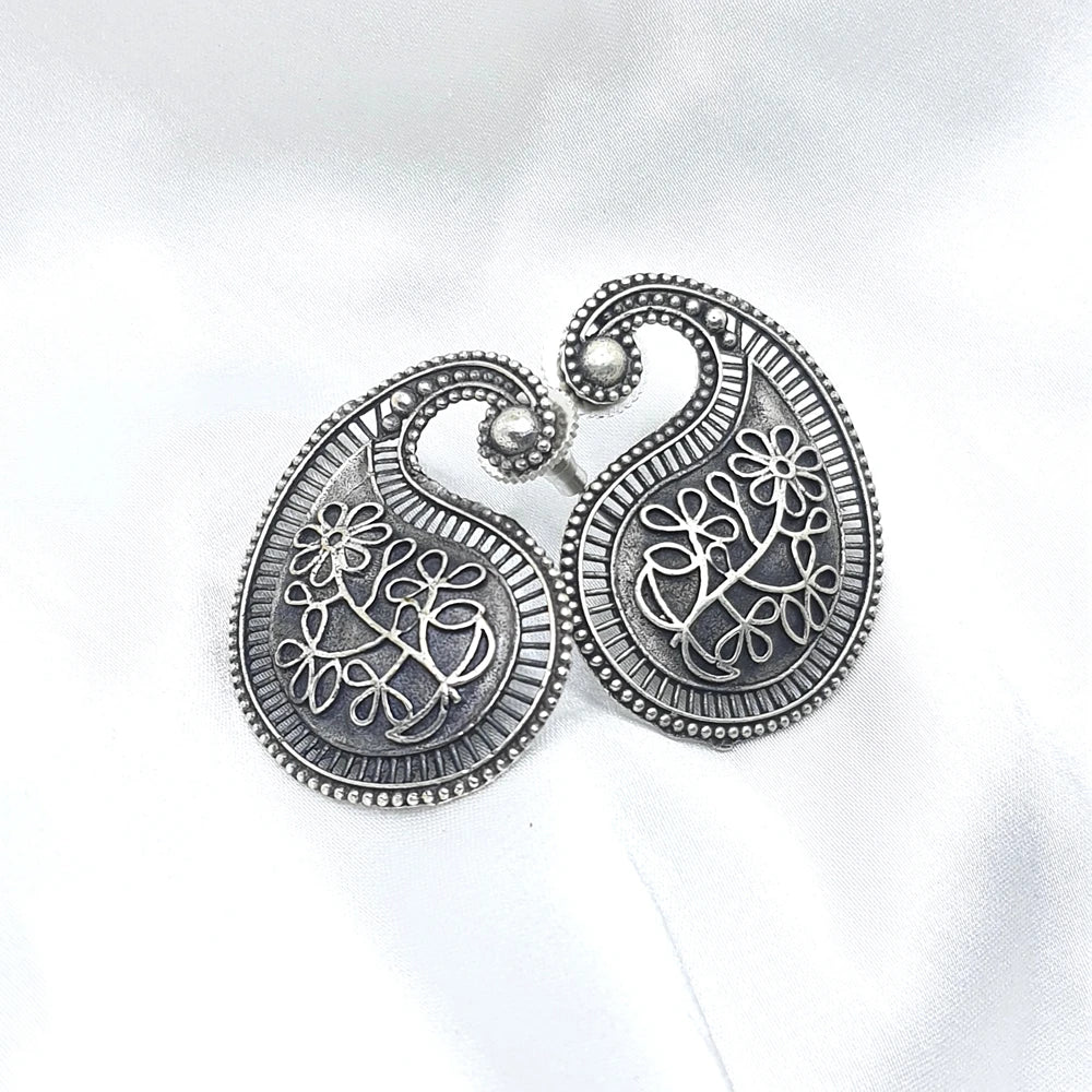 Paisely German Silver Earrings