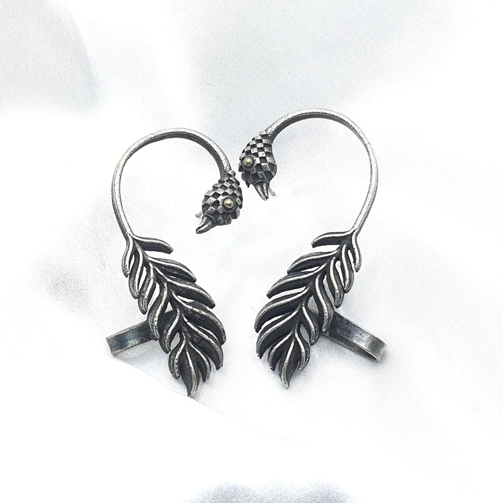 Tufted German Silver Earrings