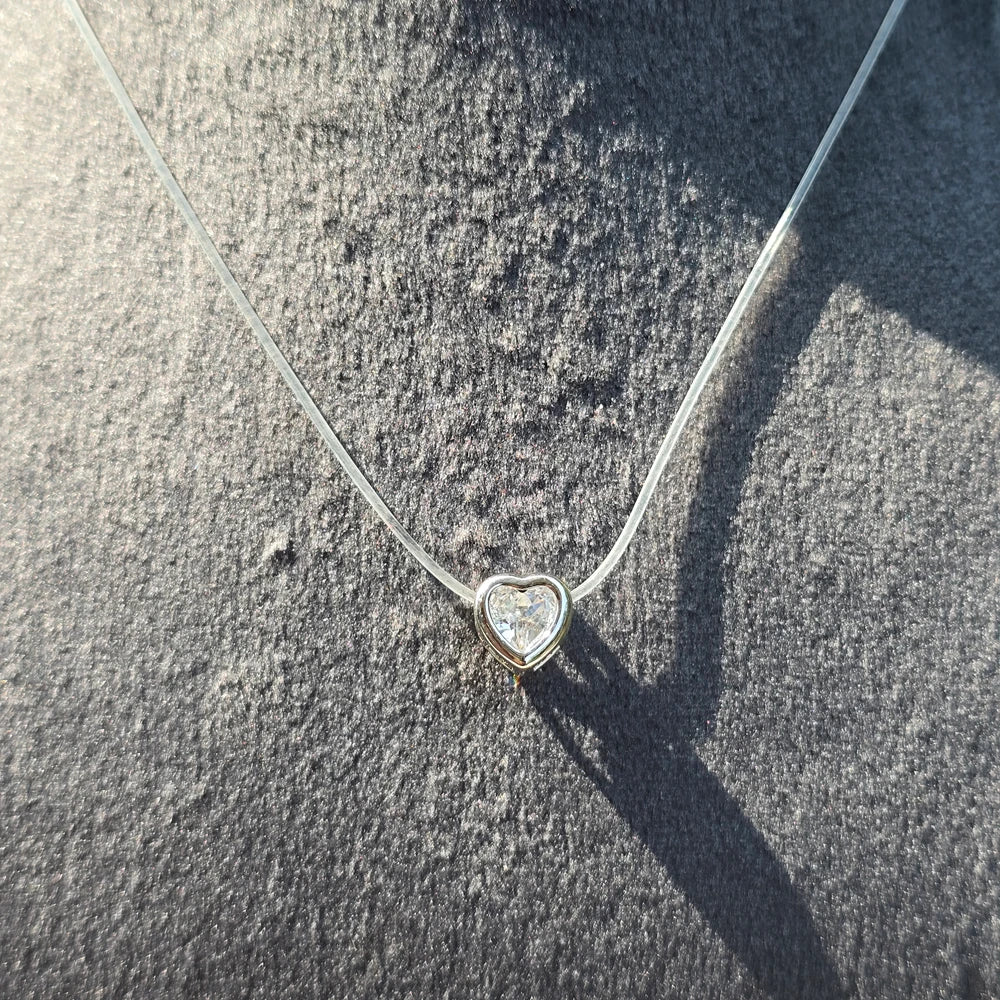 Heart Solidtare Pendant Invisible Chain