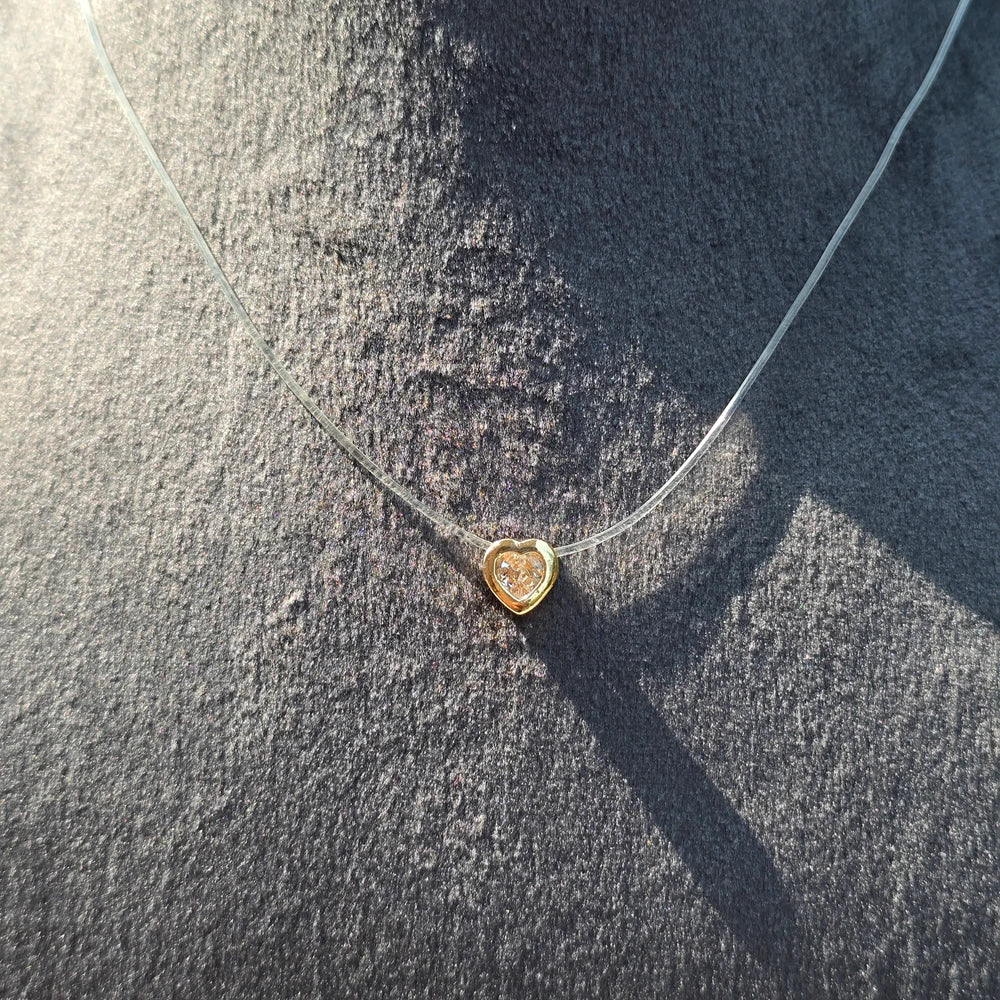 Heart Solidtare Pendant Invisible Chain